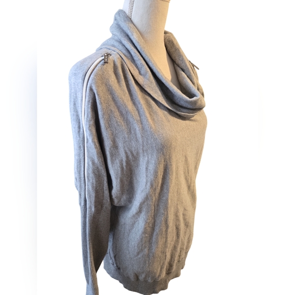 Michael Kors Sweaters - Michael Kors Cowl Neck Zipper Sides Gray Pullover Knit Sweater Women's Sz XL
